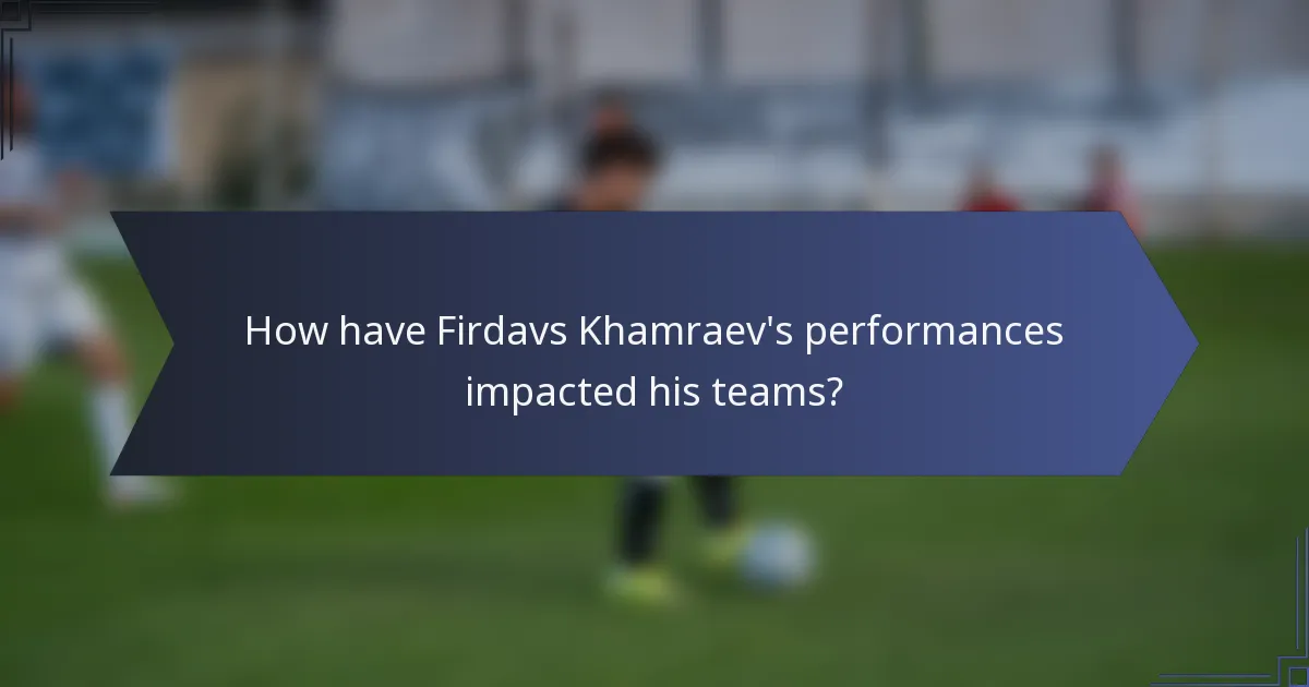 How have Firdavs Khamraev's performances impacted his teams?