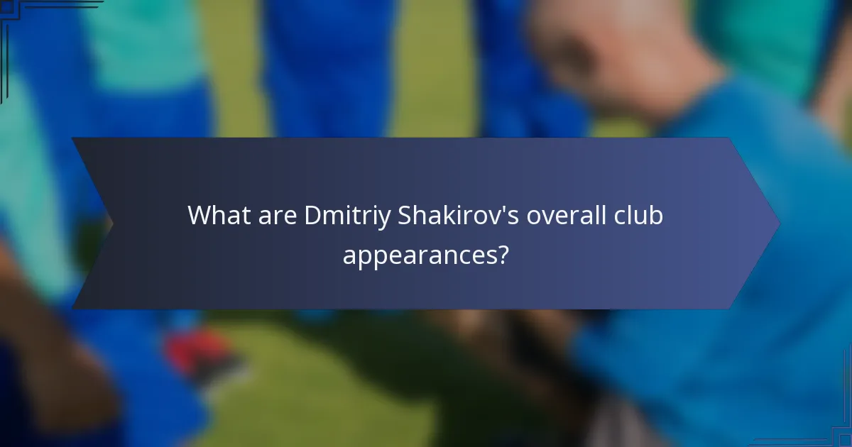 What are Dmitriy Shakirov's overall club appearances?