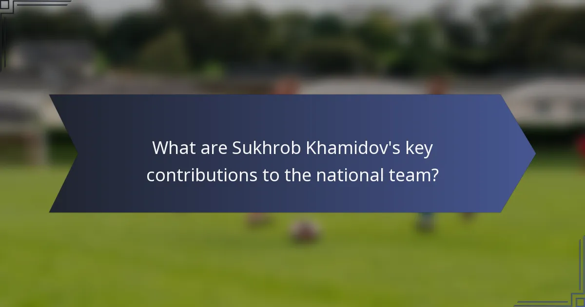 What are Sukhrob Khamidov's key contributions to the national team?