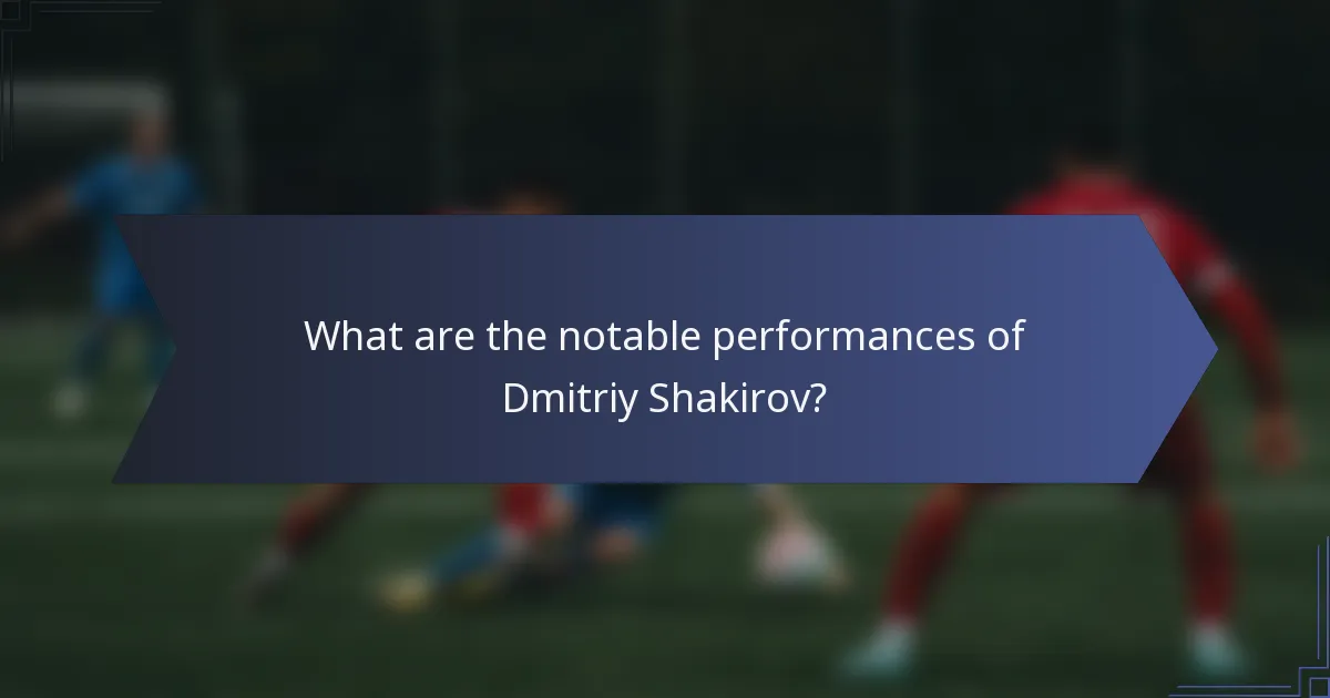 What are the notable performances of Dmitriy Shakirov?
