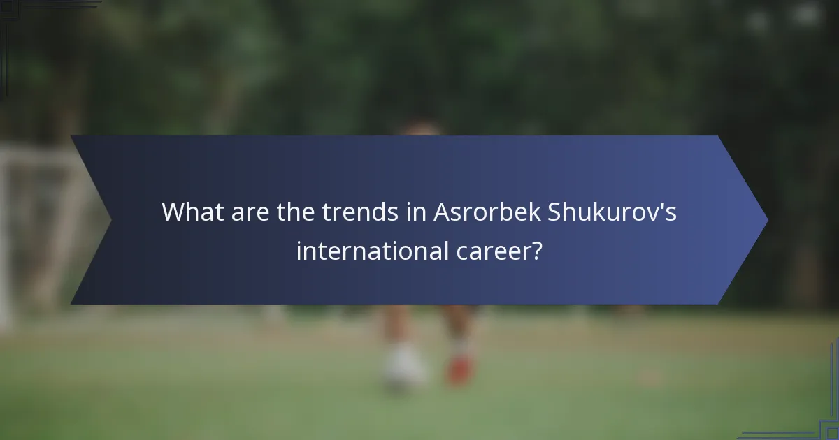 What are the trends in Asrorbek Shukurov's international career?