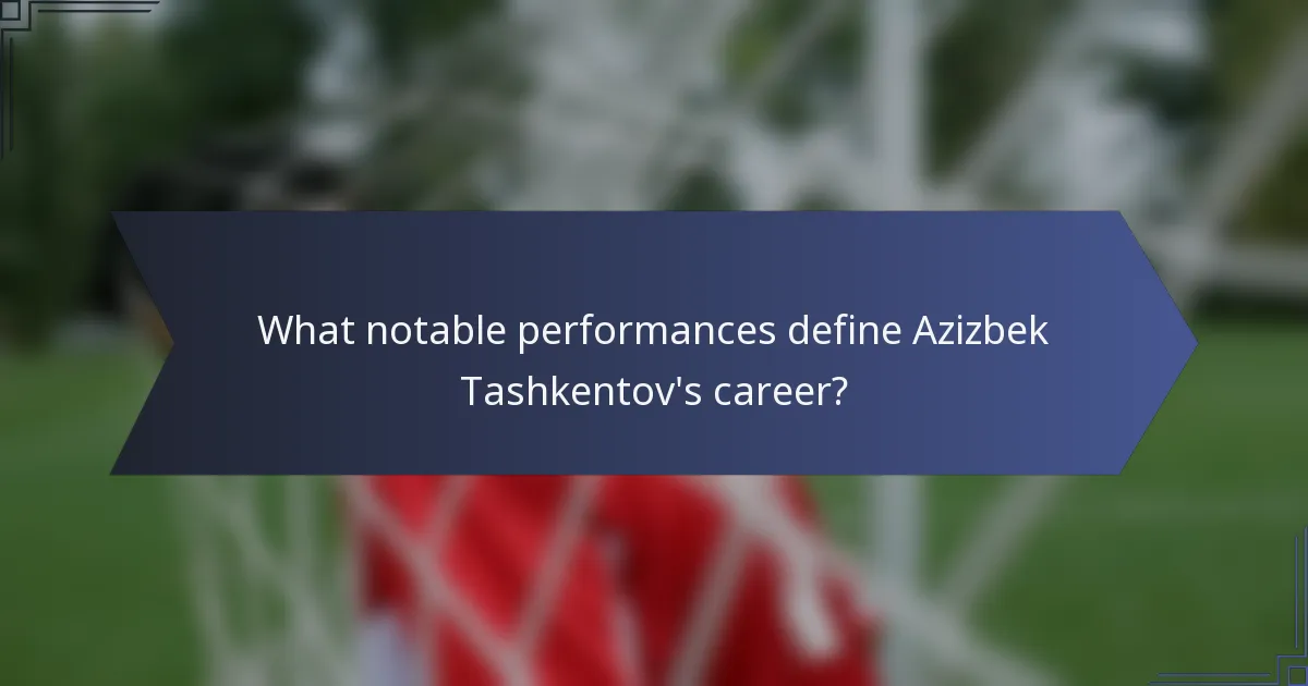 What notable performances define Azizbek Tashkentov's career?