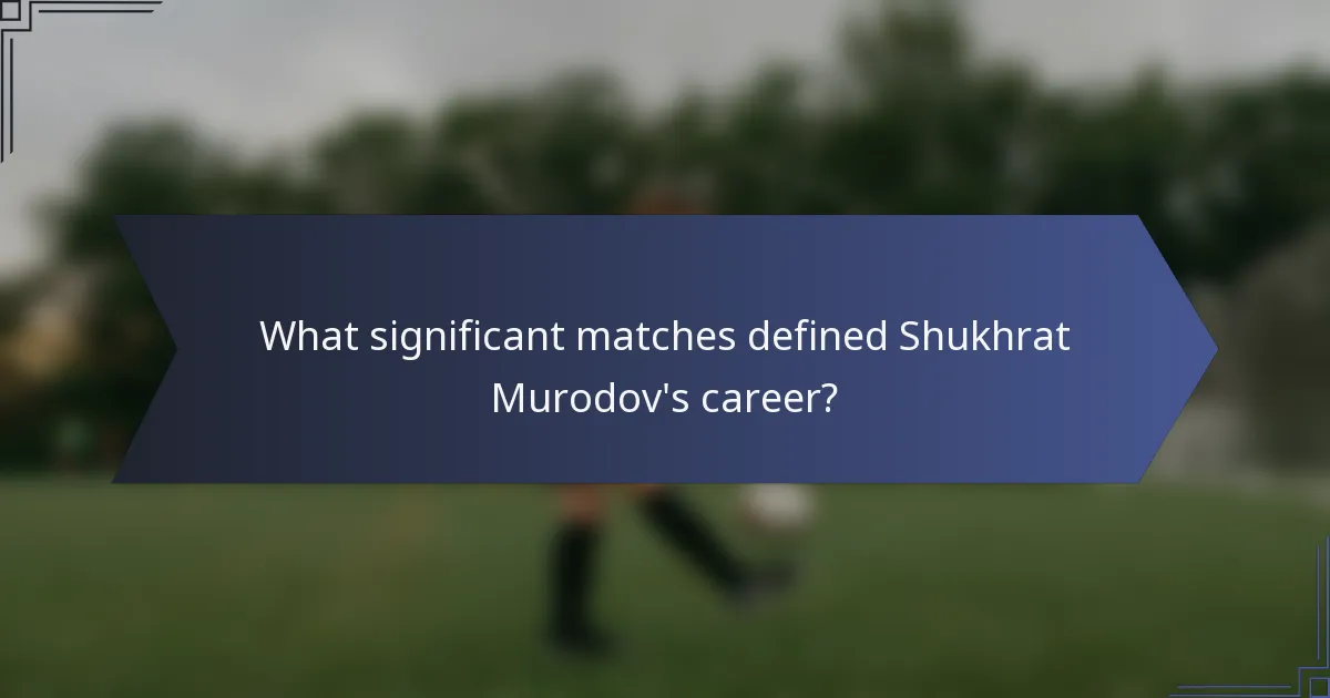 What significant matches defined Shukhrat Murodov's career?