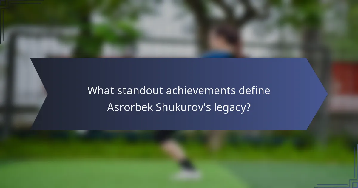 What standout achievements define Asrorbek Shukurov's legacy?