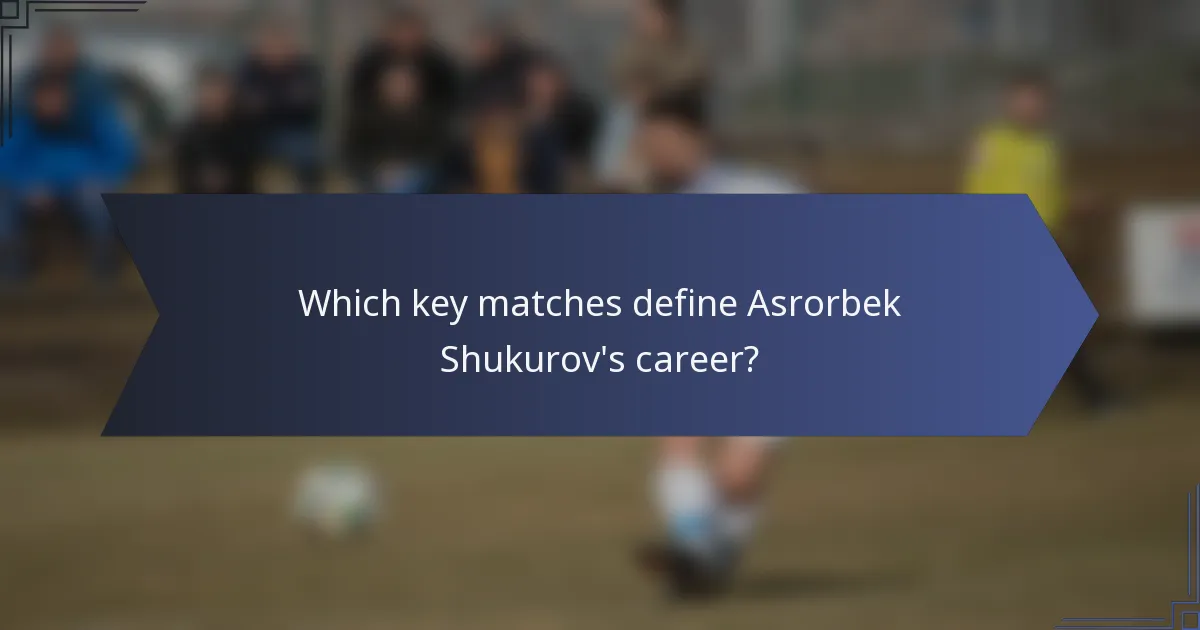 Which key matches define Asrorbek Shukurov's career?