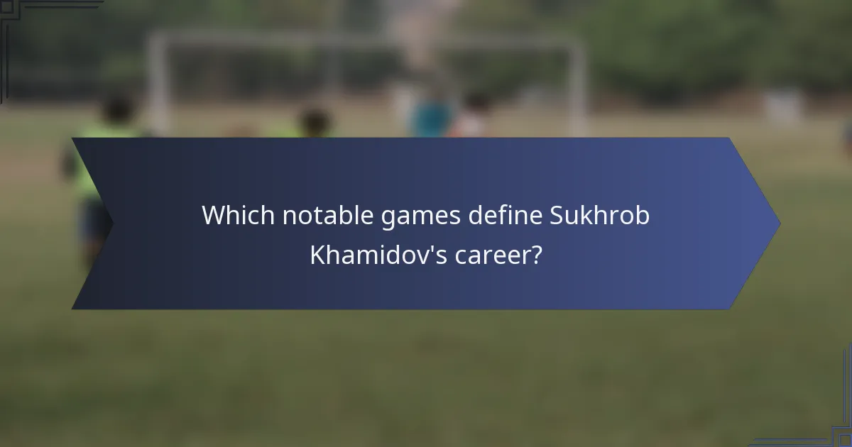 Which notable games define Sukhrob Khamidov's career?