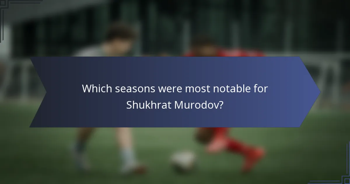 Which seasons were most notable for Shukhrat Murodov?