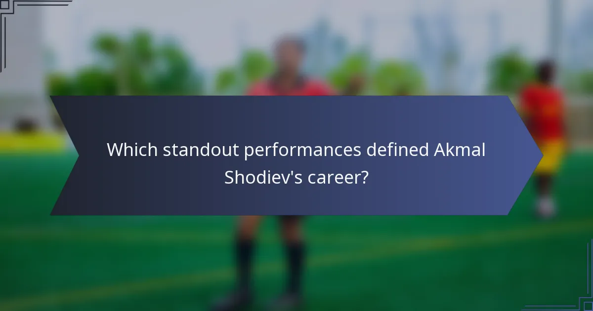 Which standout performances defined Akmal Shodiev's career?
